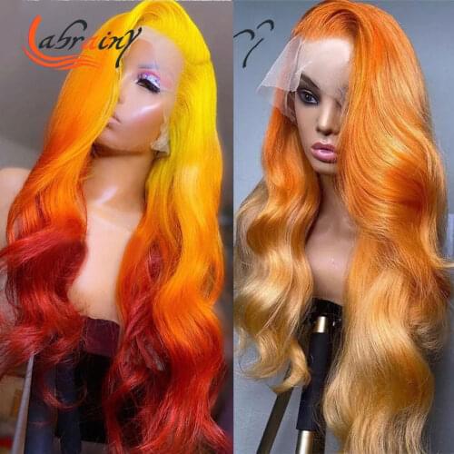 40 Inch Highlight Yellow HD Lace Frontal Wig 13X5 Full Ginger Orange 613 Colored Lace Front Human Hair Wigs Woman Body Wave 13x6