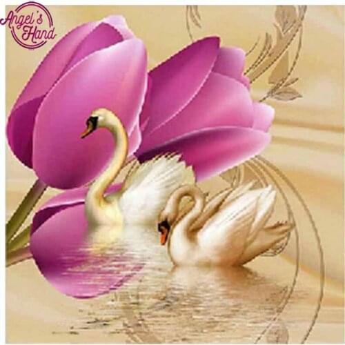 5d Diamond painting cross stitch kit swan icon rhinestone Home decor full Mosaic Diamond embroidery tulip flowers pictures