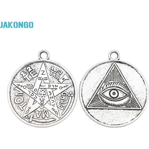 Antique Silver Plated Pentacle Charm Pendant Fit Making Necklace Bracelet Jewelry Accessories DIY 40x25mm