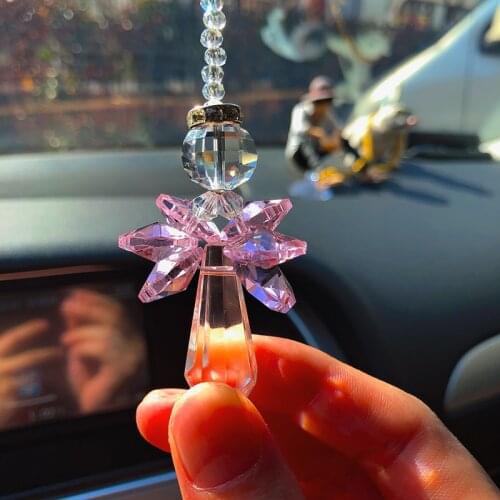 Car Crystal Pendant Rearview Mirror Decoration Angel Crystal Pendant Decoration For Car Goods Interior Accessories Decoration