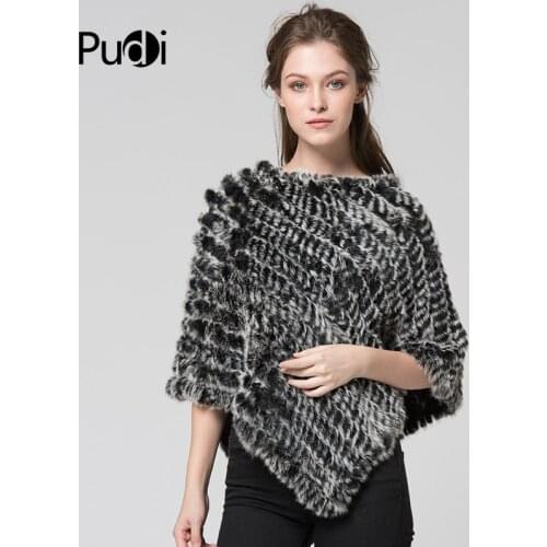 CK701 New Winter Women Girl Poncho Knit Rabbit Fur Shawl Poncho Stole Shrug Cape Robe Tippet Wrap Black White Brown Pink Color