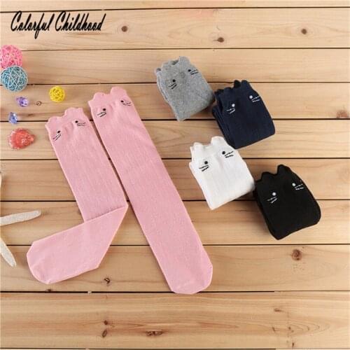 3-12Y girls cotton sockings kitty cat design thick-knitted princess autumn warm sock party Baby kousen/Vauvan sukat/Stoking bay