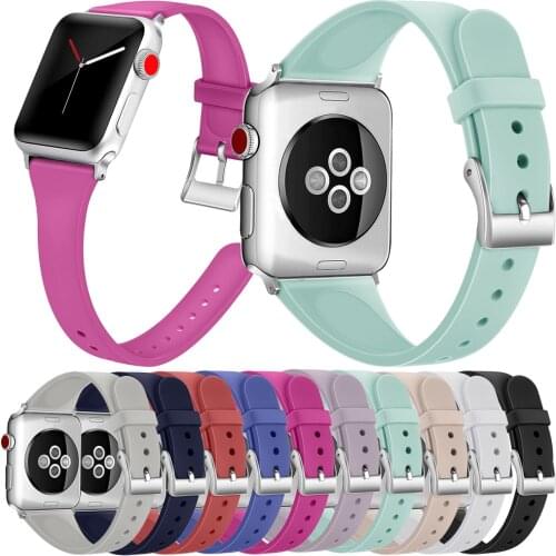 For Apple Watch Series 6 SE 5 4 3 2 1 Silicone Band Soft Sports Wrist Band Strap For Iwatch 38 40 42 44mm Bracelet Loop