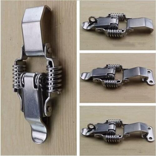 Stainless Steel Double spring Locking Latch hasps Chest Toggle Catch Clasp box Loaded hinges Furniture Hardware Accessories