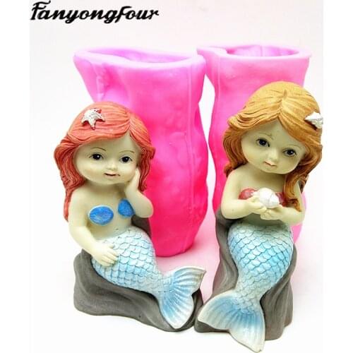 Mermaid fondant cake mold silicone mold chocolate resin plaster candle candy mold free shipping