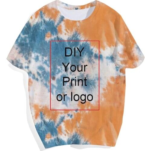 Tie Dye T-Shirt Your OWN Design Brand Logo/Picture Custom T-shirts Men Women DIY T Shirt Short Sleeve Casual T-shirt Tops Tee