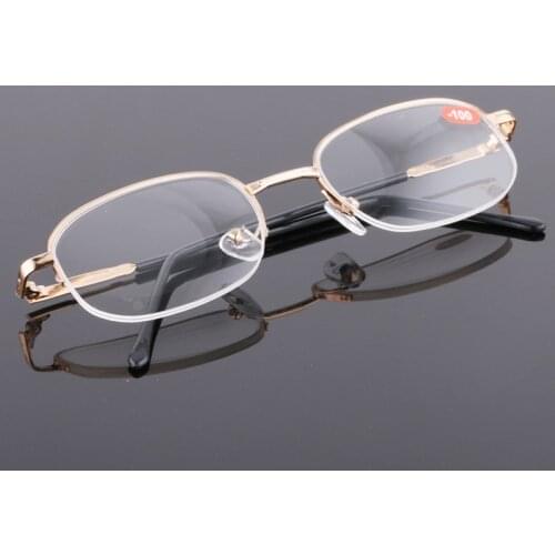 Finished Myopia Glasses Metal Half Frame Women Men Unisex Shortsighted Eyeglasses Prescription Eyewear -1.0 -1.5 -2.5 -3.0 -4.0