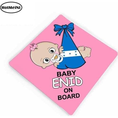 HotMeiNi 13cm x 12cm Car Stickers Personalized Baby on Board Honduras Flag Girl Pink Car Windscreen Sticker Graphic