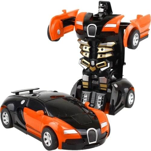Childrens 2 in 1 One-button Deformation Toy King Kong 5 Baby Female Boy Bujiadi inertial impact PK Car Robot Toy for Boy Gift