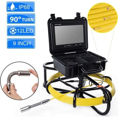 90 ° Turn Sewer Camera 9 inch Pipe Camera with DVR Function HD Monitor Scope Camera IP68 Portable Pipeline Inspection Camera