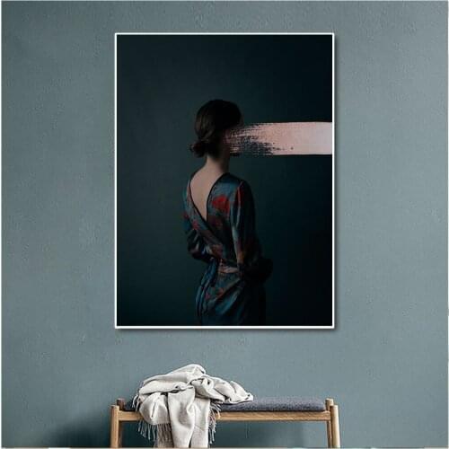 Nordic Beautiful Women Backless Sexy Canvas Painting Abstract Wall Art Canvas Poster and Printing Picture for Living Room Home