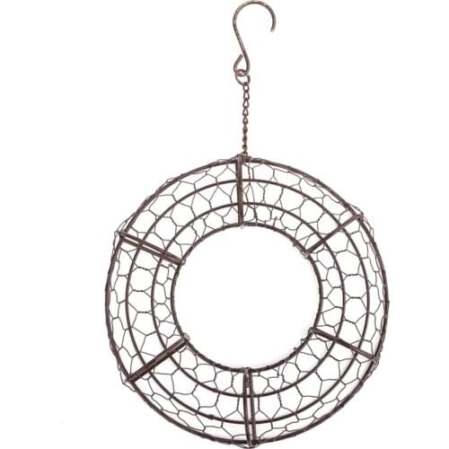 Wrought Iron Frame Plant Support Hanging Flower Wire Wreath Rings 1 Pc Metal Home Decor Round Succulent Pot Gardening Supplies