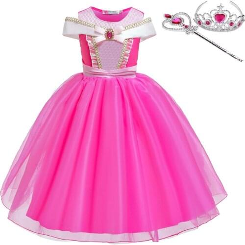 Princess Little Girls Cosplay Summer Flower Dresses Girls Snow Queen Dress Clothing Baby Kids Beauty Princess Clothes Customes