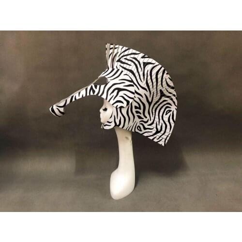 Animal party zebra cosplay mask striped performance headdress halloween hat bar nightclub stage dance wear