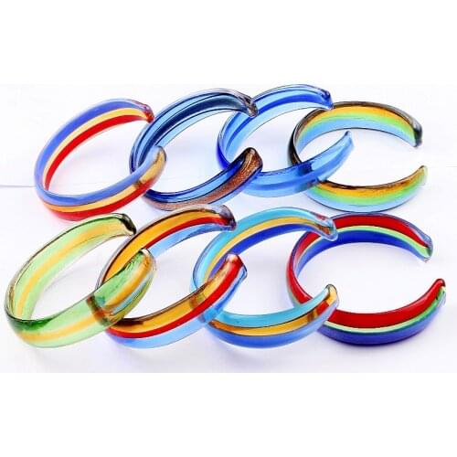 QianBei Fashion 6PCS Three Color Glass Bracelets For Women Colorful Bangles Murano Cuff Charms Bracelet Bohemian Punk Elegant