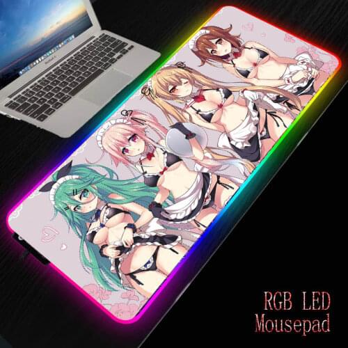 MRGBEST Sexy Anime Girl Gaming Computer Mousepad RGB Large Gamer XXL Mouse Carpet Big Pad PC Desk Play Mat with Backlit