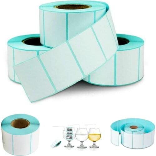 Label Sticker Paper Supermarket Price Blank Barcode Label Direct Print Waterproof Print Supplies 500pcs/Roll Adhesive Thermal