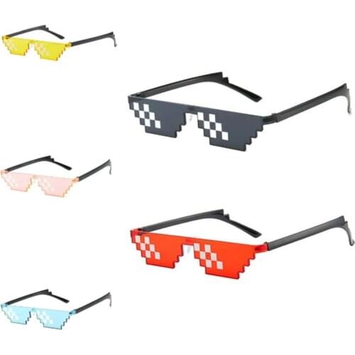 Thug Life Mosaic Glasses Men Women Fishing 8 Bit Coding Pixel Vintage Shades Eyewear Sport Parts Eye Protection Sunglasses