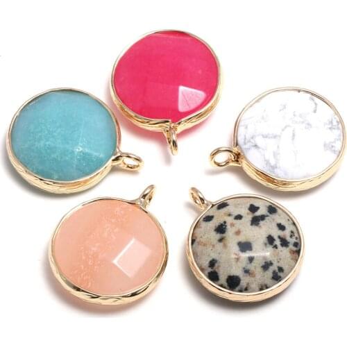 New Natural Stone Round Section White Turquoi Amazonite Pendants for Jewelry Making DIY Necklace Size 17x20mm