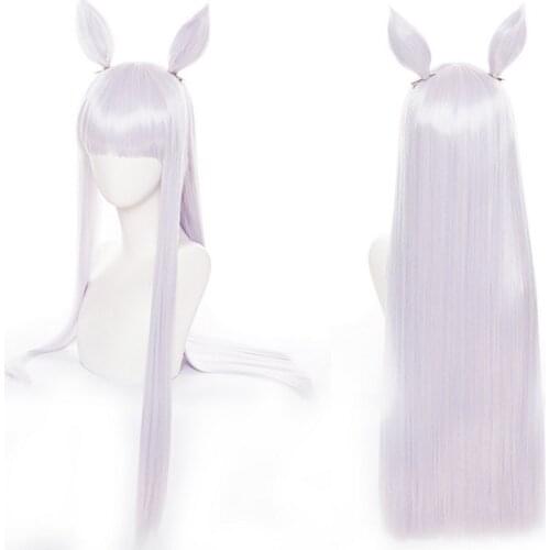 Anime Pretty Derby Demon Slayer Cosplay Wig Long Straight Synthetic Hair Halloween Costume Party Women Wigs With Ears