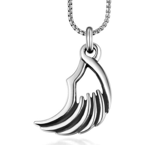 Simple Angel Wing Pendant Silver Color Titanium Steel Pendant Mens and Womens Fashion Punk Free Party Jewelry Accessories