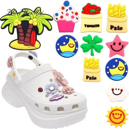 Shoe Charms Hoe Accessories Apparel Bag Star/Moon/Sun/Clover PVC Shoe Charms Decoration Hawaiian Style Shoe Accessories for