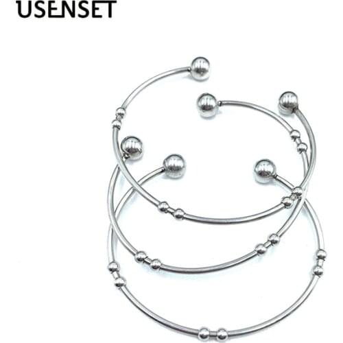 Polished Stainless Steel Beaded Bracelets Adjustable Bracelet For Girls New Style Charm Jewelry Gifts