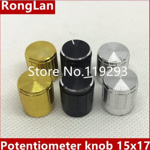 [BELLA]Aluminum metal silver yellow black cap amplifier volume knob potentiometer knob 15x17MM 100PCS/PACKAGE --100PCS/LOT