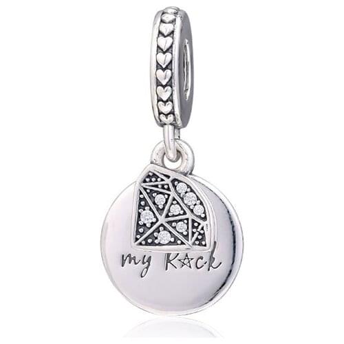 Mothers Day 925 Sterling Silver Jewelry My Rock Dangle Charms for Bracelets & Bangles Fashion DIY Silver Charms Jewelry Making