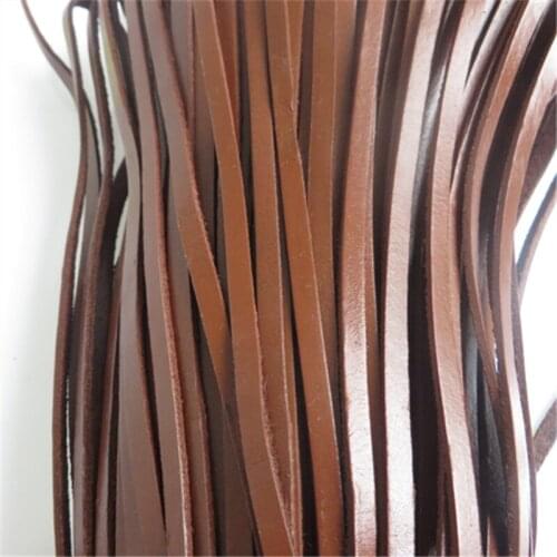 2 Meter 5*2mm Flat Dark Brown Real Genuine Oil Leather Cord For DIY Findings