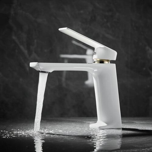 Tuqiu Gold White Bathroom Faucet Basin Faucet Mixer Tap Black Wash basin Faucet Hot & Cold Waterfall Faucet Brass New Arrivals