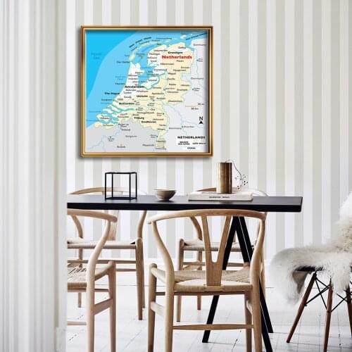 90*90cm Topography Map of The Netherlands Non-woven Canvas Painting Wall Art Poster Classroom Home Decoration School Supplies