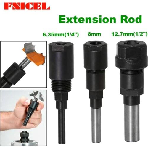Router Bits Collet Extension Engraving Machine Extension Rod 1/4" 8mm 1/2" Shank For Trimming Machine Woodworking Tools