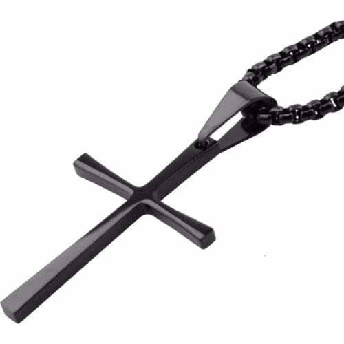 Top Quality Trendy 316L Stainless Steel Simple Design Cross Pendant Necklace For Men Or Women jewelry 3 colors For Choose