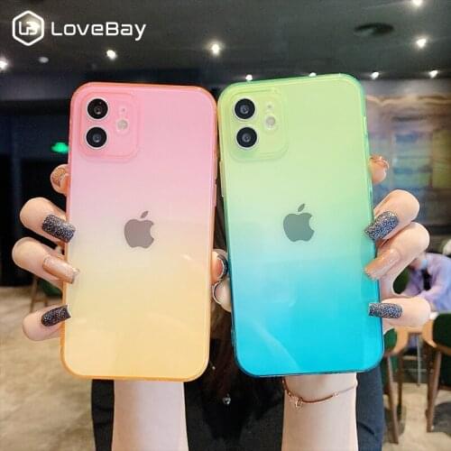 Gradient Camera Protection Phone Case For iPhone 11 12 Pro X Xs MAX XR Min 7 8 Plus SE 2020 Transparent Soft TPU Bumper Back