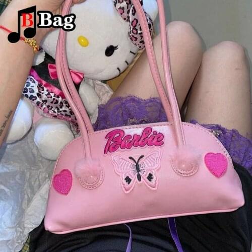 Women Heart butterfly Single Shoulder Bag Y2K Sweet Lolita Underarm bag tote Lady Pu Leather pink Bags Cute Girls Handbag