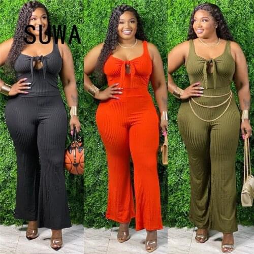 2020 Plus Size Knitted Womens Set Tie Up Tops Flare Bellbottom Pants Suit Active Wear Tracksuit Two Piece Set Fitness Outfit