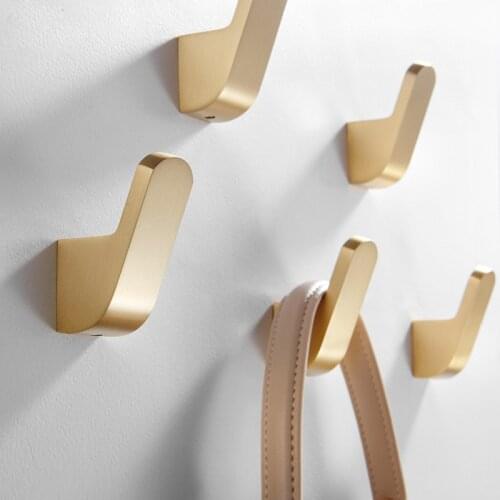 010 Brass Wall Hook Coat Towel Hooks for Bathroom Gold Copper Kitchen Hook Clothes Hook