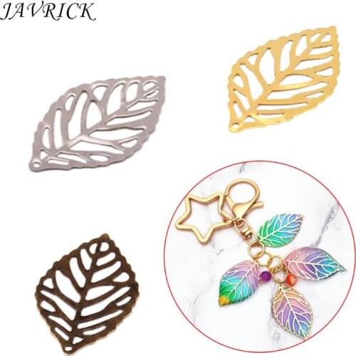 100 pcs/Pack Openwork Leaf Metal Flower Frame Pendant Charm DIY UV Resin Necklace Jewelry Making