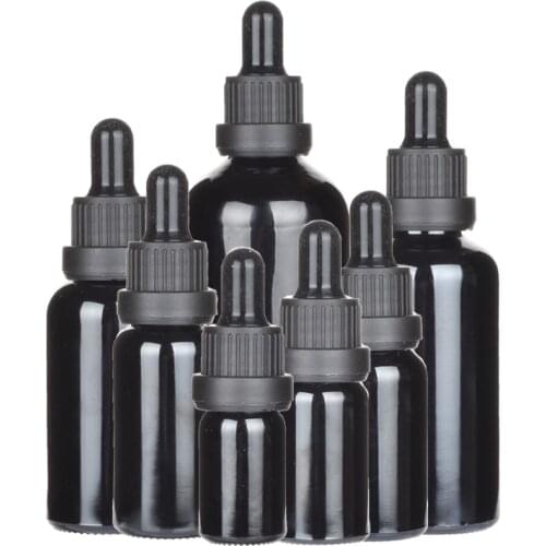 12 x 5ml 10ml 20ml 30ml 50ml 100ml Empty black Glass Dropper Bottles 1oz Transparent Oil Glass Piepette Dropper Container vial