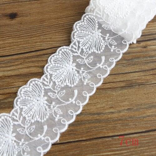 2yards 7cm cotton lace fabric DIY fabric lace flower gift ribbon decoration material color cotton lace