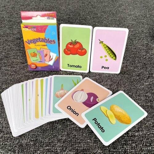 36Pcs Kids Cognition Card Shape Animal Color Teaching Baby English Learning Word Card Education Toys Montessori Material Gift