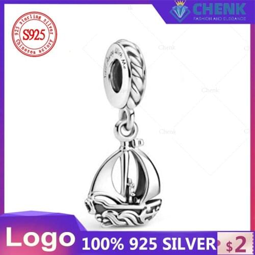 799439C00 Sail Boat Dangle Charm Silver High Quality Jewelry Accessories China Factory Wholesale Original