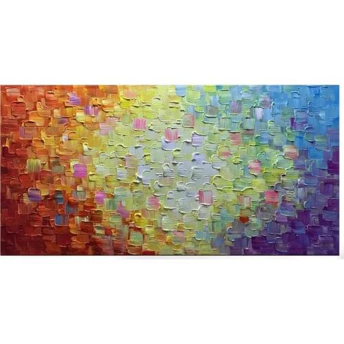 Lattice Abstract 3D Hand-Painted Modern Home Decoration Gradient Wall Art Oil on Canvas Paintings