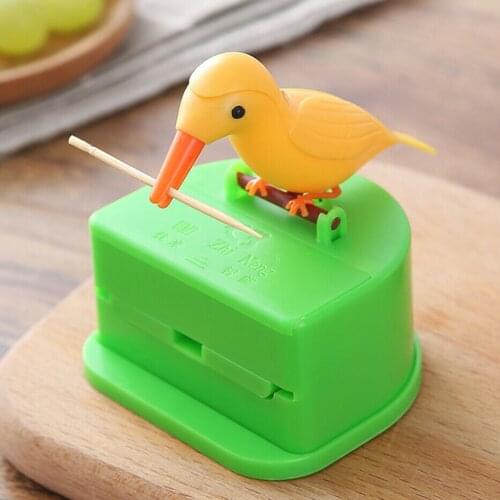 Toothpick Storage Case Toothpick Dispenser Bird Auto Pop-up Push-type Toothpick Holder Storage Case Bird Toothpick Box Holder