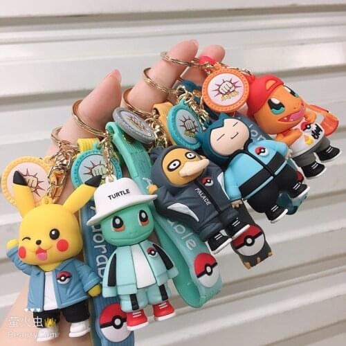 Pokemon Pikachu Keychain Cartoon Anime figures Cute kirby eevee pokeball Boy Girl Key Chain Keychain Birthday Gift Toys