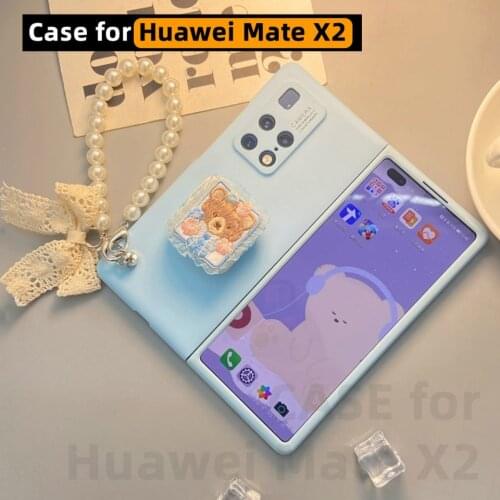 For Huawei Mate X2 Case, Cute Case for Girl Mobile Phone Holder with Cosmetic Mirror,Huawei Mate X2 Case