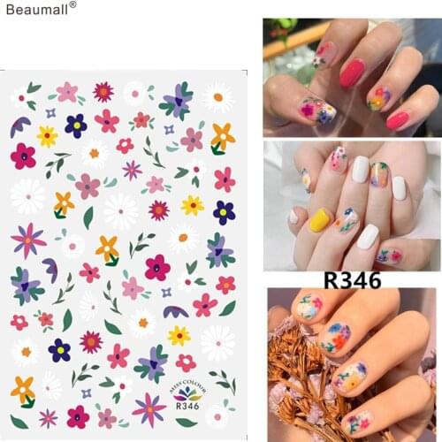 Elegant Florals Nails Art Manicure Back Glue Decal Decorations Nail Sticker For Nails Tips Beauty