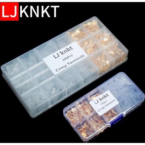 180/600pcs box Wire Connector Electrical supplies Crimp Terminals 2.8/4.8/6.3mm gold Spade auto Connectors Kit blocks equipment