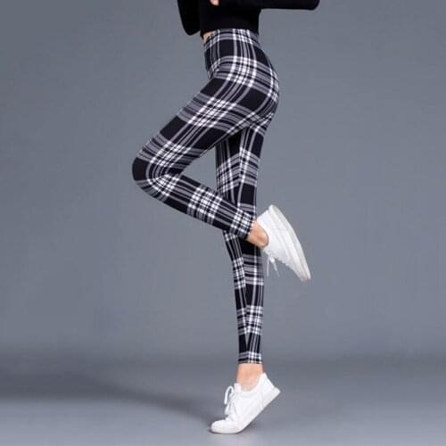 CKAHSBI Push Up Leggings Grid Yoga Pants Women High Elastic Waist Breathable Gym Fitness Workout Clothing Ankle-Length Bottom